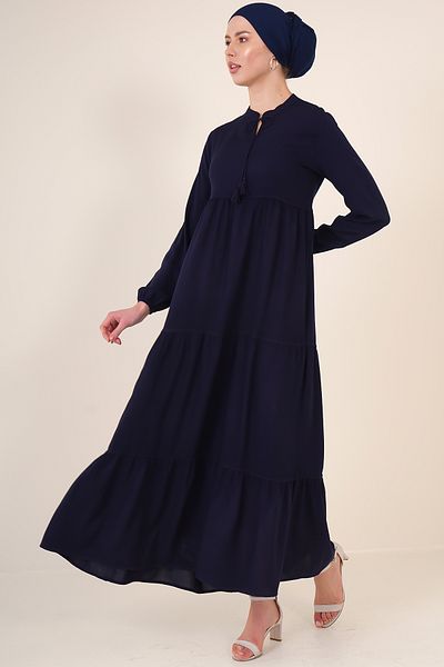 Bigdart 1627 Φόρεμα Hijab με Δαντέλα Λαιμόκοψη - B.σκούρο μπλε