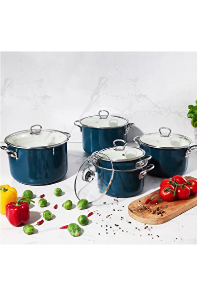 Emalia Olkusz 1907 Enamel pot with lid 18cm, 2L, turquoise, Optimum