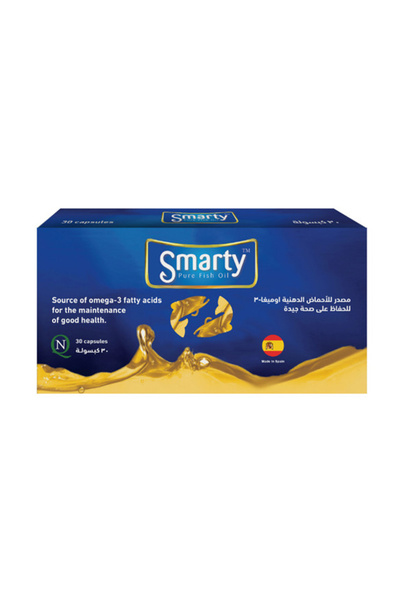 NQ زيت السمك النقي من سمارتي لتعزيز الصحة العامة - 30 كبسولة