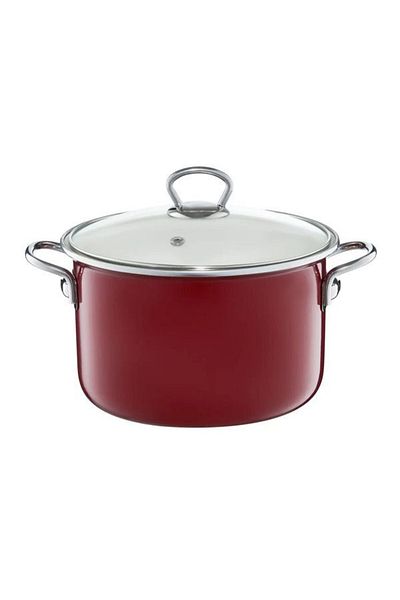 Emalia Olkusz 1907 Oala emailata cu capac 22cm, 3.6L, visiniu, Optimum