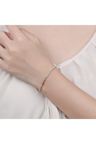 azo silver Su yolu zincirli model bileklik 925 ayar gümüş sarı altin kaplama ...