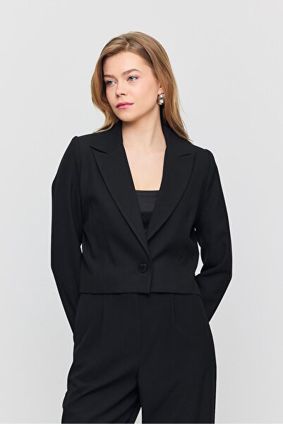 Rays   زر واحد 3969 سترة سوداء قصيرة