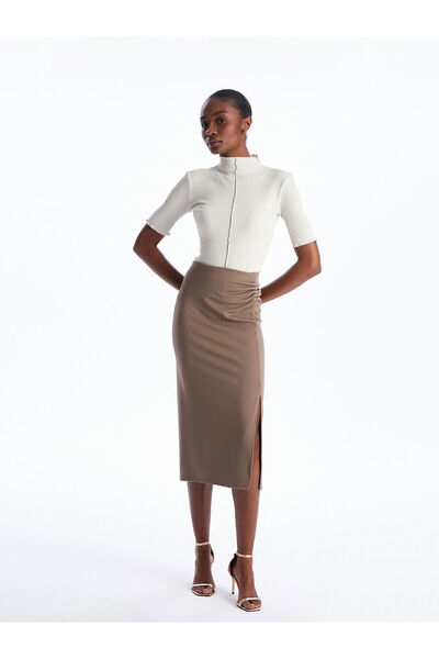 LC Waikiki Nevavm Slim Fit Straight A-Line Crepe Women's Skirt with a Difference