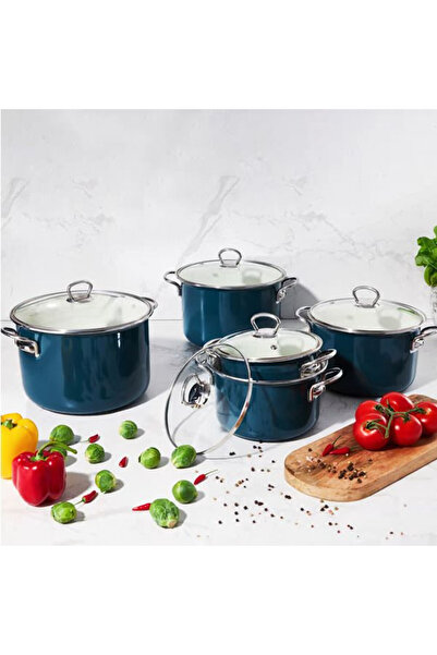 Emalia Olkusz 1907 Enamel pot with lid 20cm, 2.6L, turquoise, Optimum