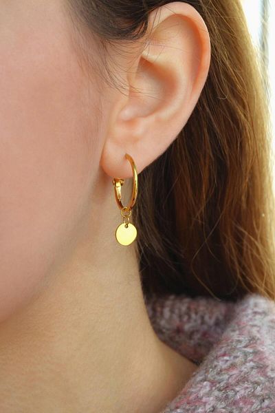 Sacce Scarves&Accessories 316 L Steel Thin Hoop with Charm and Earring
