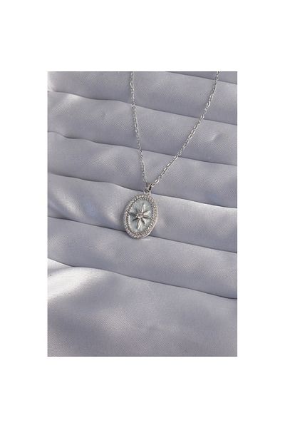 Skygo 316l Necklace with Zirconia and Embossed Silver Color - Tj-bko9016