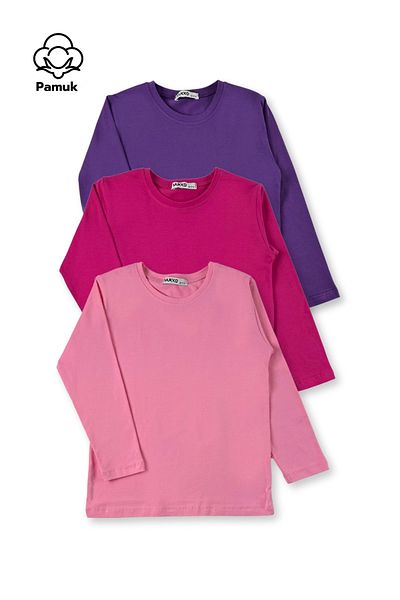 MK Mukko Kids Set de 3 fete și băieți, tricou Badi cu design de bază simplu