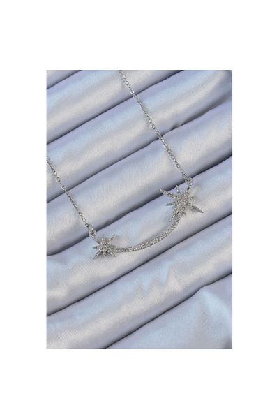 Skygo 316L Steel Chain Silver Color Zircon Cubic Zirconia Polar Star Necklace - Tj-Bko9140
