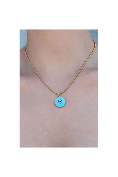 Skygo 316L Steel Gold Color Evil Eye Bead Model Women's Necklace - TJ-BKO7391
