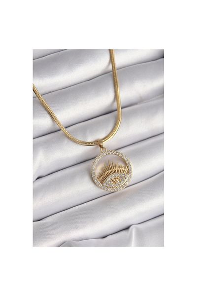 Skygo 316L Steel Gold Color Italian Chain Zircon Stone Eye Model Women's Necklace - Tj-Bko9593
