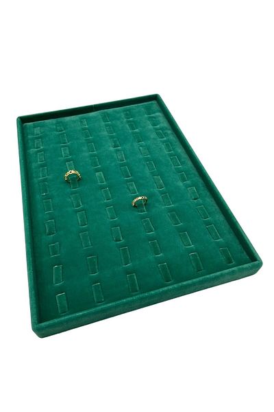 MeGass Dekor Domestic Production Suede Fabric Green 34/24 cm Vertical Nail Drawer Ring Table