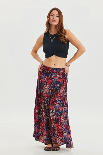 Los banditos Fusta autentică cu detaliu drapat și talie elastică