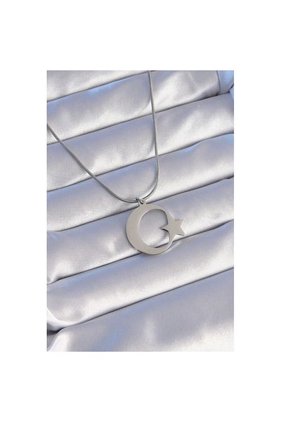 Skygo 316L Steel Silver Color Moon Star Model Unisex Necklace - Tj-Bko8882