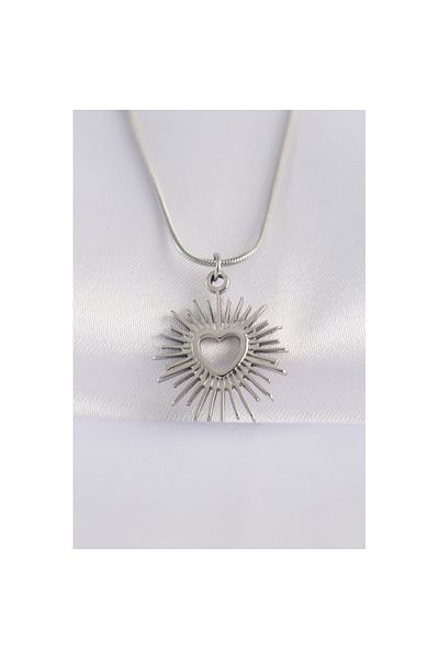 Skygo 316L Steel Chain Silver Color Heart Sun Design Necklace - Tj-Bko8658