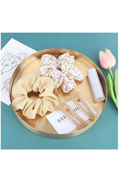 COOYA Round Golden Metal Tray,Mirror Finish Golden Jewelry Circle Table Tray,Dresser Perfume Bottle Tray