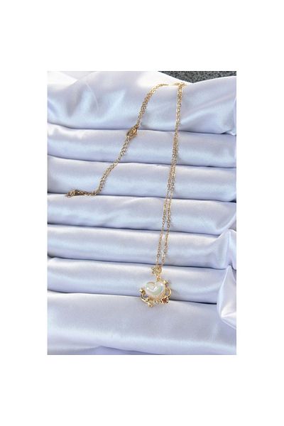 Skygo 316L Steel Chain Gold Color Zircon Stone Planet Look Heart Necklace - Tj-Bko9219