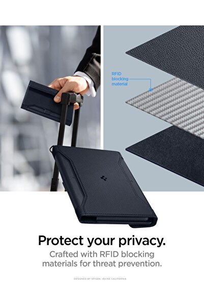 Spigen Life Passport Card Cover Holder Wallet Travel Documents Organizer Protector - Navy Blue