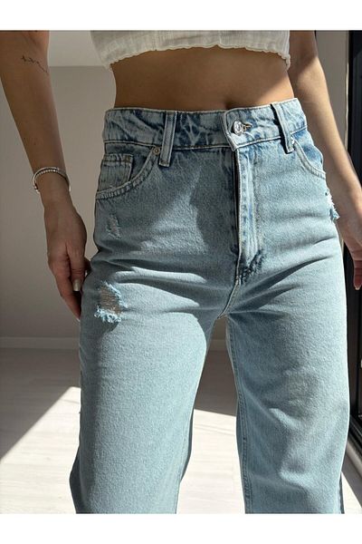 SEZON MAGAZALARI Pantaloni de damă din denim cu croială dreaptă