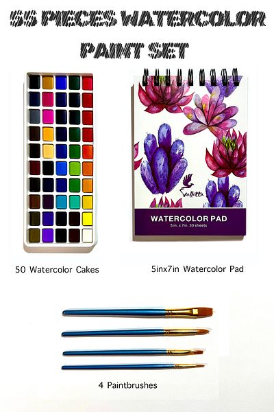 valletta Padova 55-Piece Professional Watercolor Set