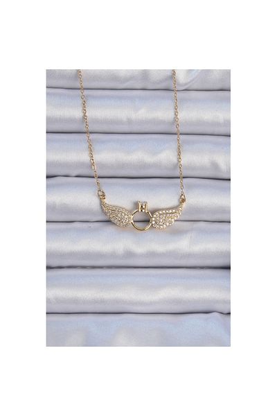 Skygo 316L Steel Chain Gold Color Winged Solitaire Necklace - Tj-Bko9077
