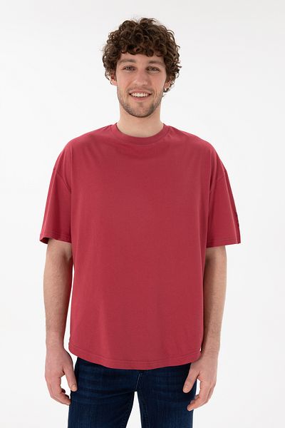 U.S. Polo Assn. Men's Long Fit Crew Neck Cherry Basic T-Shirt 50305988-Vr223
