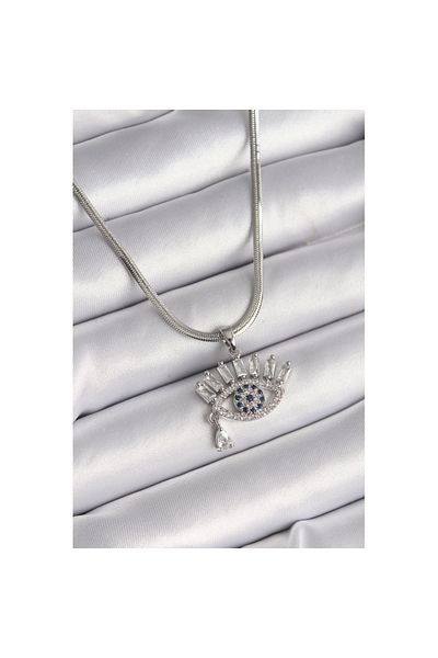 Skygo 316L Steel Silver Color Italian Chain Zircon Stone Eye Model Women's Necklace - Tj-Bko9598