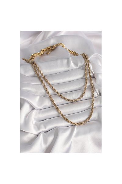 Skygo 316L Steel Gold Color Twist Chain Women's Necklace - Tj-Bko9658
