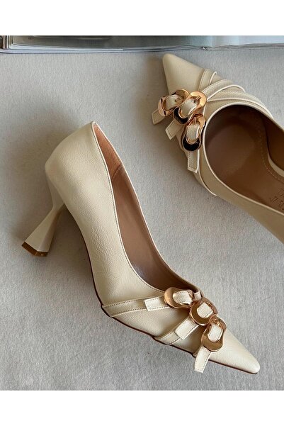 Zuum Gavin Toka Детальні жіночі туфлі на підборах - Екрю