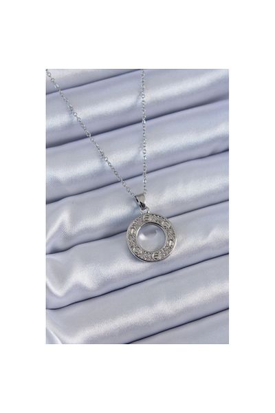 Skygo 316L Silver Colored Women's Necklace with Zircon Stone Detail - TJ-BKO7620