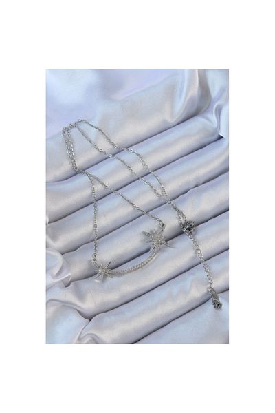 Skygo 316L Steel Chain Silver Color Zircon Cubic Zirconia Polar Star Necklace - Tj-Bko9140