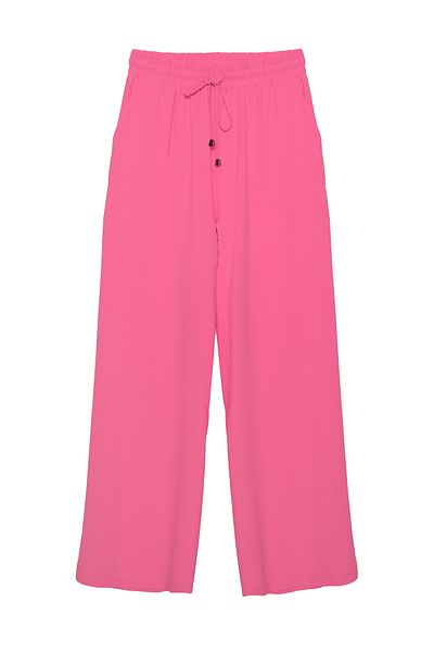 Quzu Pink Wide Leg Elastic Waist Trousers