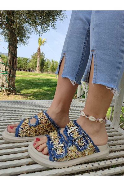 AYDOĞDU by ünal Papuci eleganti Bohemian Alacati Albastru