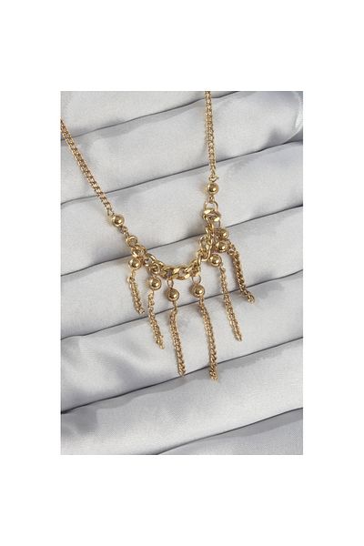 Skygo Gold Color 316L Steel Chain and Heel Detail Dangle Necklace - TJ-BKO8911