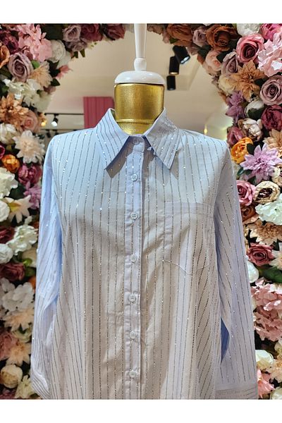 On Fashion Cămașă On Fashion pentru femei cu detalii de piatră albastră