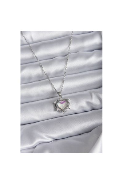 Skygo 316L Steel Chain Silver Color Heart Model Women's Necklace - TJ-BKO7823