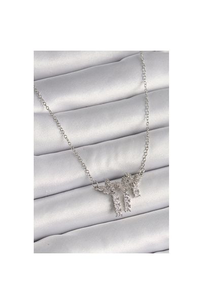 Skygo 316L Steel Silver Color Chain Zircon Stone Butterfly Model Dangle Detail Women's Necklace - Tj-Bko9653