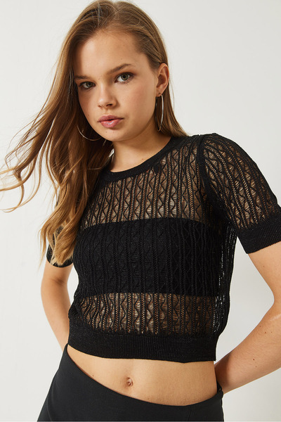 Bianco Lucci Women's Rain Top Short Sleeve Crop Top