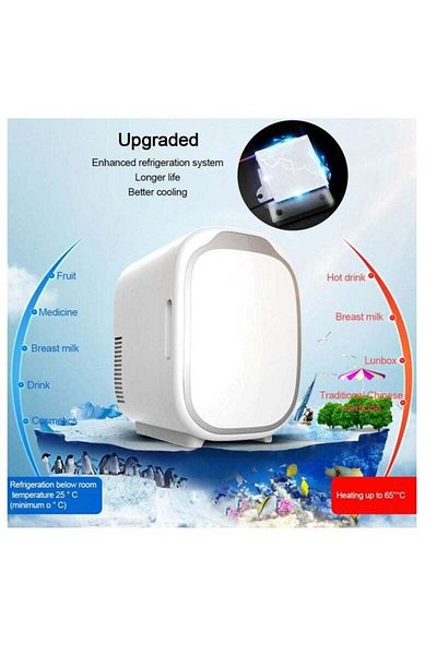 COOYA Mini Fridge, 6L Portable Cooler and Warmer Personal Refrigerator for Skin Care, Beverage, Food