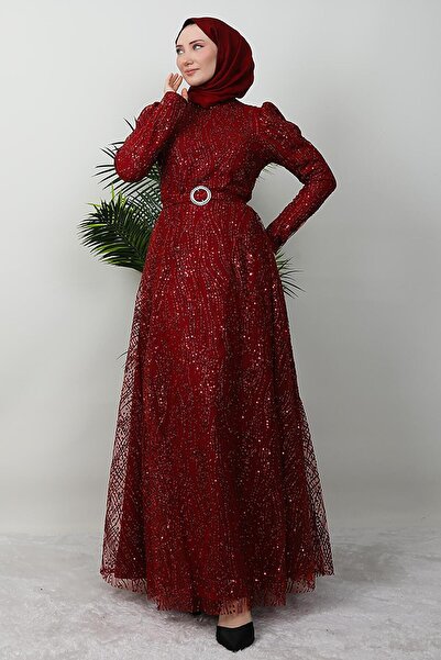 giz astore Nilda Simli Abiye Bordo