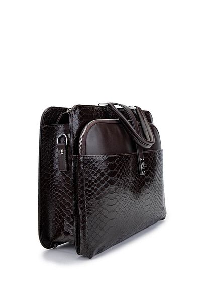 Tamer Tanca Unisex Vegan Brown Crocodile Briefcase