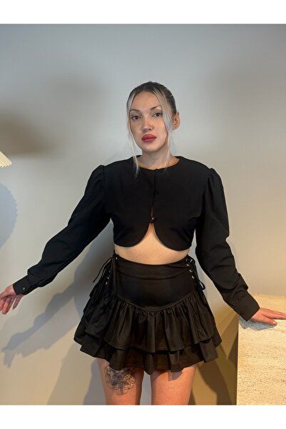 Bisou Siyah crop gömlek