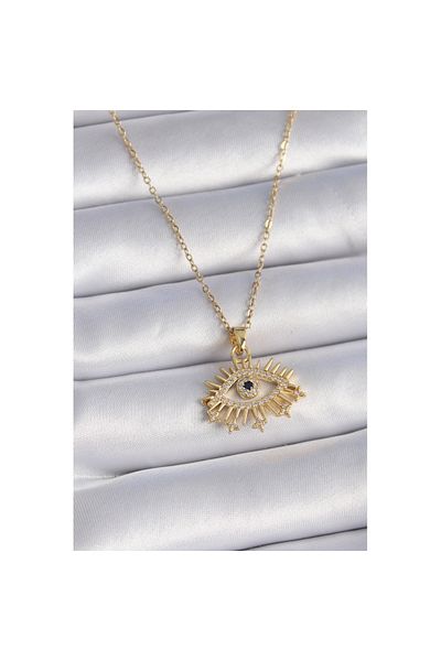 Skygo 316L Steel Gold Color Zircon Stone Eye Model Women's Necklace - Tj-Bko9435
