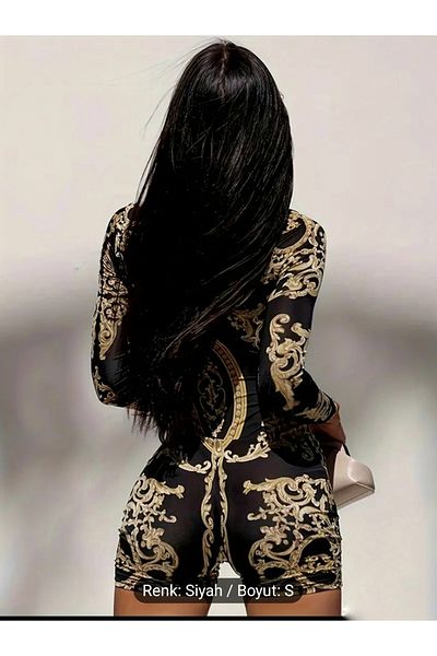 Apex Allover Print Long Sleeve Short Jumpsuit Size S