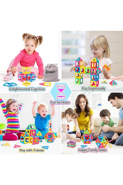 Yelajoy 40-Piece Magnetic Tiles Building Blocks Toy Set, DIY Educational Toy, ABS , for 3+