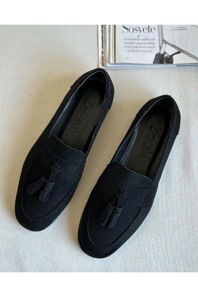 Zuum Дамски мокасини Bera Tassel Casual - Черни, велурени