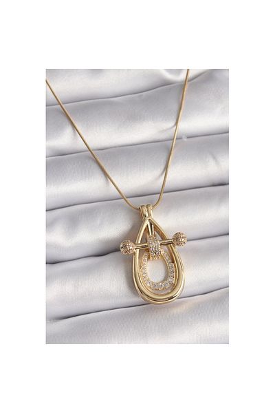 Skygo 316L Steel Gold Color Chain Zircon Stone Vintage Model Women's Necklace - Tj-Bko9507