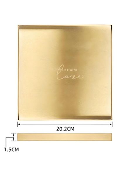 COOYA Golden Square Serving Tray,Stainless Steel Jewelry Dish Cosmetics Organizer,Bathroom Vanity Tray