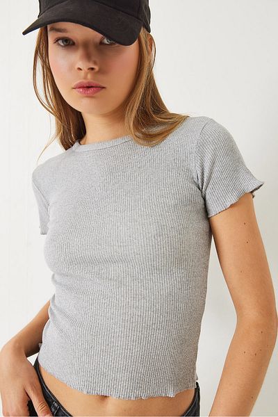 Bianco Lucci Women's Ribbed Camisole Basic T-Shirt 60261476