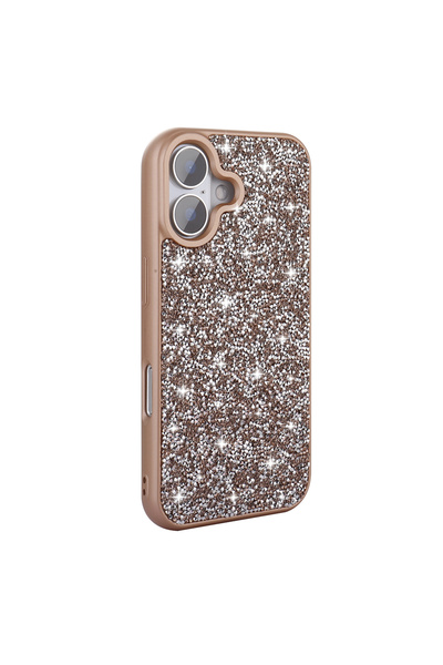 UnDePlus Apple iPhone 16 Kılıf Parlak Taşlı Tasarım Pırlanta Kapak