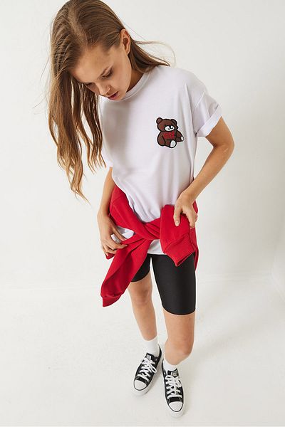 Bianco Lucci Tricou de bază cu broderie Teddy pentru damă 60284019